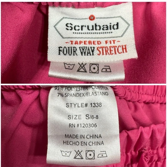 Scrubaid Pink Scrub Jogger Set 1338 & Dickies Red Scrub Top Lot - Picture 3 of 10
